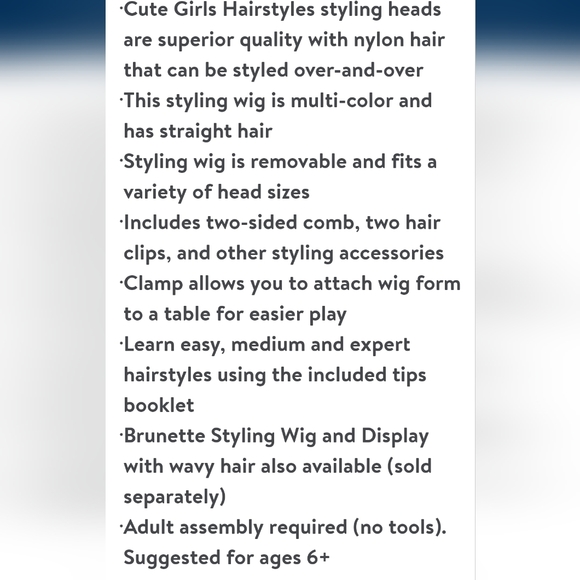 CGH Cute Girls Hairstyles! Wig with Styling Head Straight Multi-color Hair NWT - Picture 2 of 9